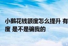 小鹅花钱额度怎么提升 有个网友说可以帮我提升小鹅花钱额度 是不是骗我的