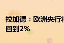 拉加德：欧洲央行将继续加息直至将通胀率拉回到2%