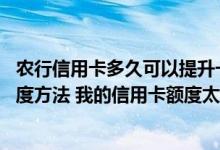 农行信用卡多久可以提升一次额度 有没有什么农行强制提额度方法 我的信用卡额度太低了 不太够用