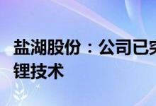 盐湖股份：公司已突破超高镁锂比盐湖卤水提锂技术