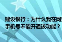 建设银行：为什么我在网站开通短信支付充值时会提醒我的手机号不能开通该功能？