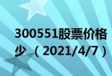 300551股票价格（300551股票价格今天多少 （2021/4/7））
