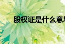 股权证是什么意思 股权证是什么意思
