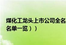 煤化工龙头上市公司全名单揭晓！煤化工概念股有哪些（（名单一览））