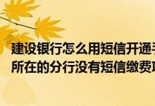 建设银行怎么用短信开通手机银行 建设银行：手机银行客户所在的分行没有短信缴费项目是否可以开通