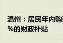 温州：居民年内购买首套房可获合同总价0.6%的财政补贴