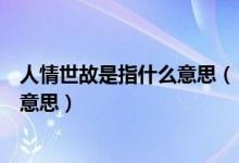 人情世故是指什么意思（“人情世故”中的“世故”是什么意思）