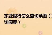 东亚银行怎么查询余额（东亚银行信用卡申请通过后怎么查询额度）