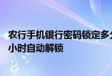 农行手机银行密码锁定多久能解开 农行手机银行密码锁定几小时自动解锁