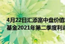 4月22日汇添富中盘价值精选混合A一个月来涨了多少（该基金2021年第二季度利润如何）