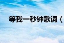 等我一秒钟歌词（等我一秒钟歌词全文）
