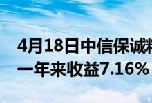 4月18日中信保诚精萃成长混合基金怎么样（一年来收益7.16%）