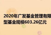 2020年广发基金管理有限公司基金总规模7292.06亿元指数型基金规模603.26亿元