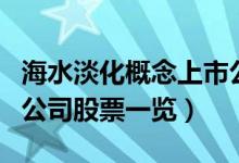 海水淡化概念上市公司有哪些（海水淡化上市公司股票一览）