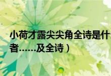 小荷才露尖尖角全诗是什么（小荷才露尖尖角的出处……作者……及全诗）