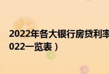 2022年各大银行房贷利率是多少（各大银行住房贷款利率2022一览表）