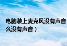 电脑装上麦克风没有声音（为什么我的电脑装了麦克风为什么没有声音）