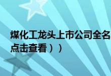 煤化工龙头上市公司全名单揭晓！煤化工概念股有哪些（（点击查看））