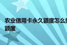 农业信用卡永久额度怎么提升额度 农业信用卡应该怎么提升额度