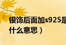 银饰后面加s925是什么意思?（银饰s925是什么意思）