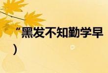 “黑发不知勤学早“下一句诗句是什么（诗句）
