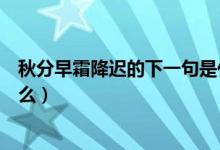 秋分早霜降迟的下一句是什么（秋分早霜降迟的下一句是什么）