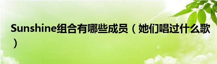 Sunshine组合有哪些成员(她们唱过什么歌)