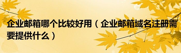 企業郵箱哪個比較好用(企業郵箱域名注冊需要提供什么)