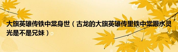  大旗英雄傳鐵中棠身世（古龍的大旗英雄傳里鐵中棠跟水靈光是不是兄妹） 