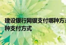 建设银行网银支付哪种方式最好 建设银行：建行网银有哪几种支付方式
