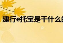 建行e托宝是干什么的 建行e托宝是干什么的