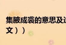 集腋成裘的意思及造句（集腋成裘的意思（图文））