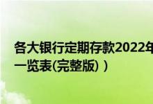 各大银行定期存款2022年利率表（2022年银行存款利率表一览表(完整版)）