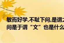 敏而好学,不耻下问,是谓之文也（子曰：“敏而好学不耻下问是于谓“文”也是什么意思?）