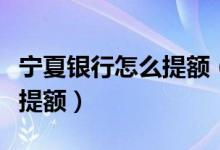 宁夏银行怎么提额（宁夏银行信用卡如何进行提额）