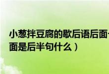 小葱拌豆腐的歇后语后面一句是什么（歇后语小葱拌豆腐后面是后半句什么）