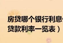 房贷哪个银行利息低（2022年中国银行住房贷款利率一览表）