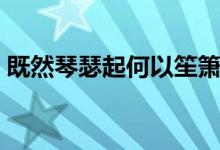 既然琴瑟起何以笙箫默（这句话是什么意思）