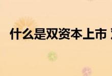 什么是双资本上市 双上市公司是什么意思 