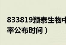 833819颖泰生物中签率查询（颖泰生物中签率公布时间）