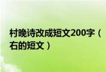 村晚诗改成短文200字（《村晚》的诗意怎样改成二百字左右的短文）