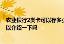 农业银行2类卡可以存多少钱 农业银行2类卡是什么意思 可以介绍一下吗