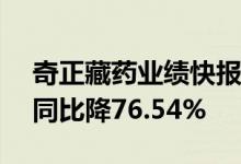 奇正藏药业绩快报：上半年净利润2.32亿元同比降76.54%