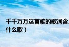 千千万万这首歌的歌词含义（有一句歌词唱到千千万万种是什么歌）