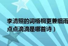 李清照的词梧桐更兼细雨（李清照的梧桐更兼细雨,到黄昏,点点滴滴是哪首诗）