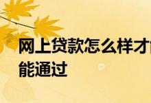 网上贷款怎么样才能通过 网上贷款怎么样才能通过