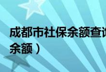 成都市社保余额查询（成都新社保卡怎么查询余额）