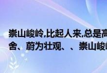 崇山峻岭,比起人来,总是高大雄伟的,山,却缄默不语（锲而不舍、蔚为壮观、、崇山峻岭、如痴如醉、呢喃细语的意思）