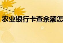 农业银行卡查余额怎么查询（农行卡查余额）