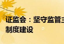 证监会：坚守监管主责主业加强资本市场基础制度建设